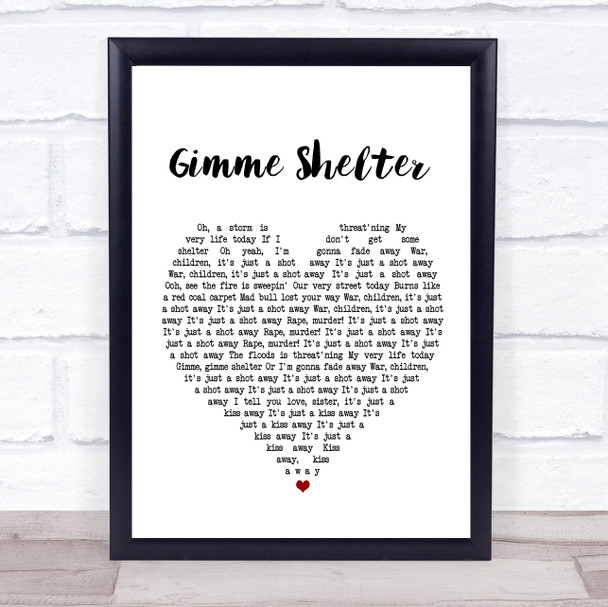 The Rolling Stones Gimme Shelter Heart Song Lyric Quote Print
