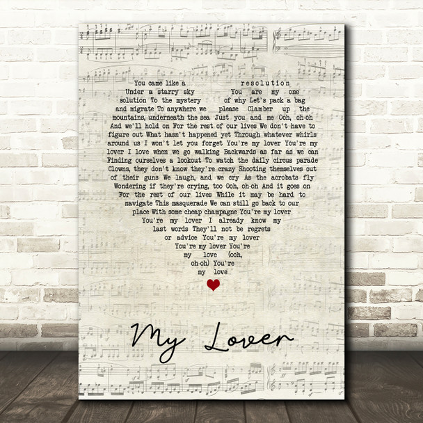 Birdtalker My Lover Script Heart Song Lyric Art Print