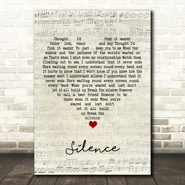 The Maccabees Silence Script Heart Song Lyric Art Print