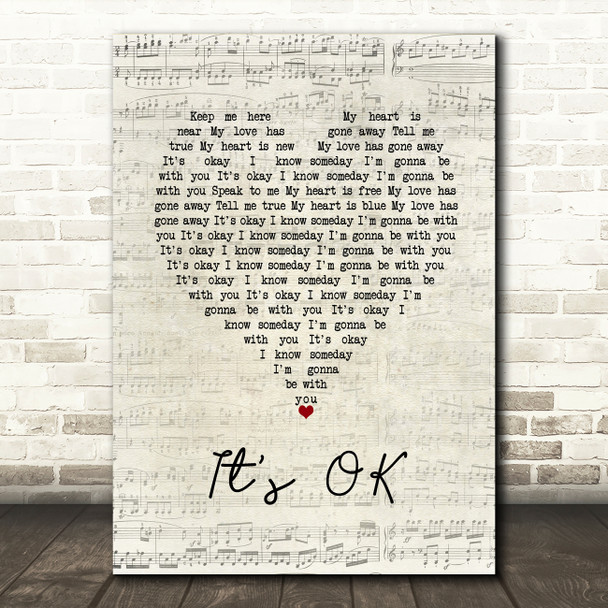 Tom Rosenthal It's OK Script Heart Song Lyric Art Print