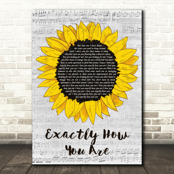 Ball Park Music Exactly How You Are Grey Script Sunflower Song Lyric Art Print