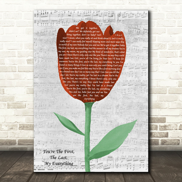Barry White You're The First, The Last, My Everything Grey Script Watercolour Tulip Song Lyric Art Print