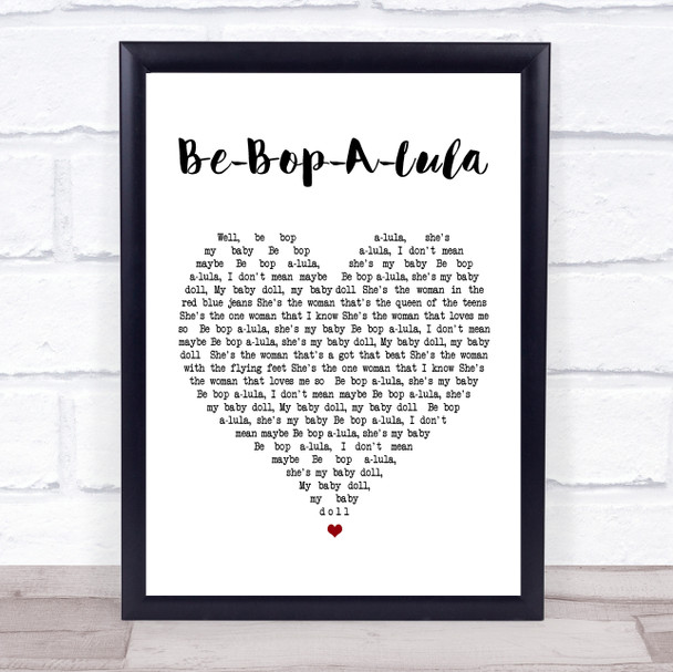 Gene Vincent Be-Bop-A-Lula Heart Song Lyric Quote Print