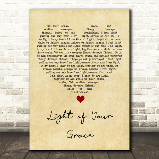 Sam Garrett Light of Your Grace Vintage Heart Song Lyric Art Print