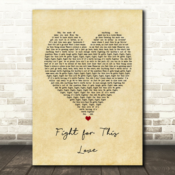 Cheryl Fight for This Love Vintage Heart Song Lyric Art Print