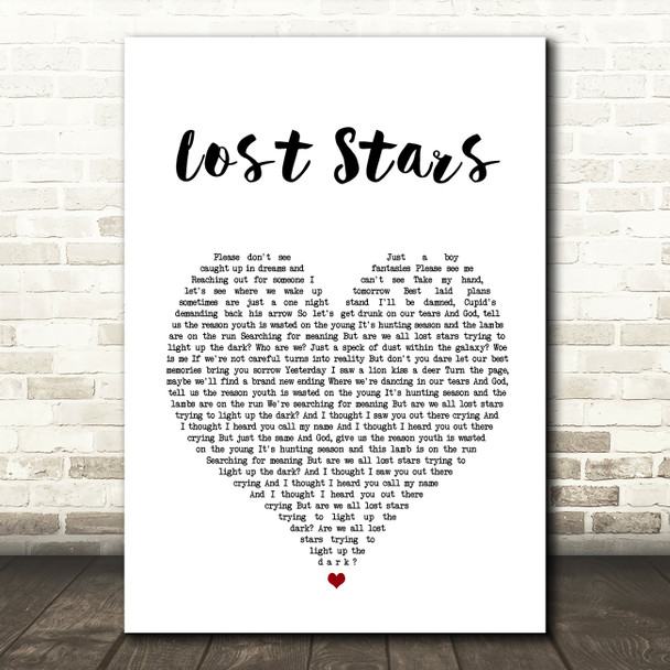 Adam Levine Lost Stars Heart Song Lyric Quote Print