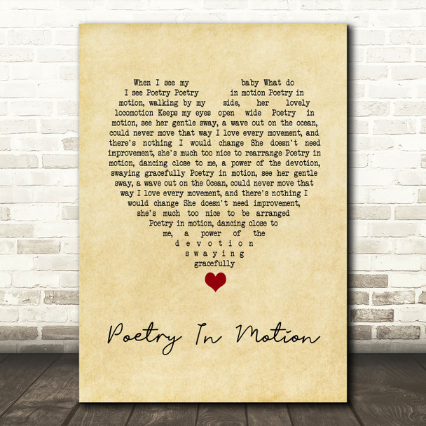 Johnny Tillotson Poetry In Motion Vintage Heart Song Lyric Art Print