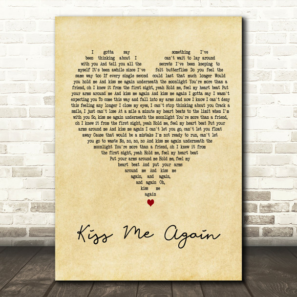 We Are The In Crowd Kiss Me Again Vintage Heart Song Lyric Art Print
