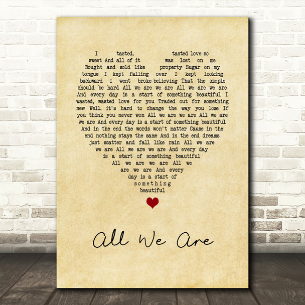 Matt Nathanson All We Are Vintage Heart Song Lyric Art Print