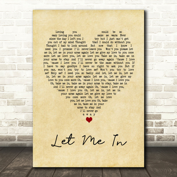 The Osmonds Let Me In Vintage Heart Song Lyric Art Print