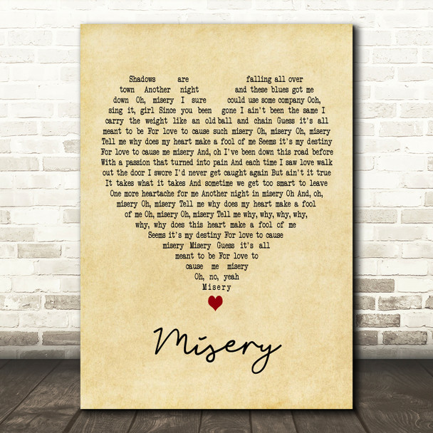 Pink feat. Steven Tyler Misery Vintage Heart Song Lyric Art Print