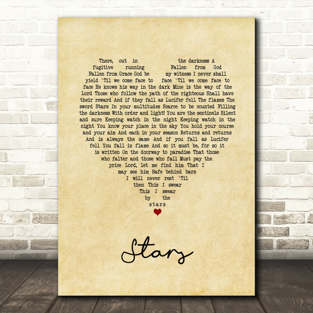 Michael Ball Stars Vintage Heart Song Lyric Art Print