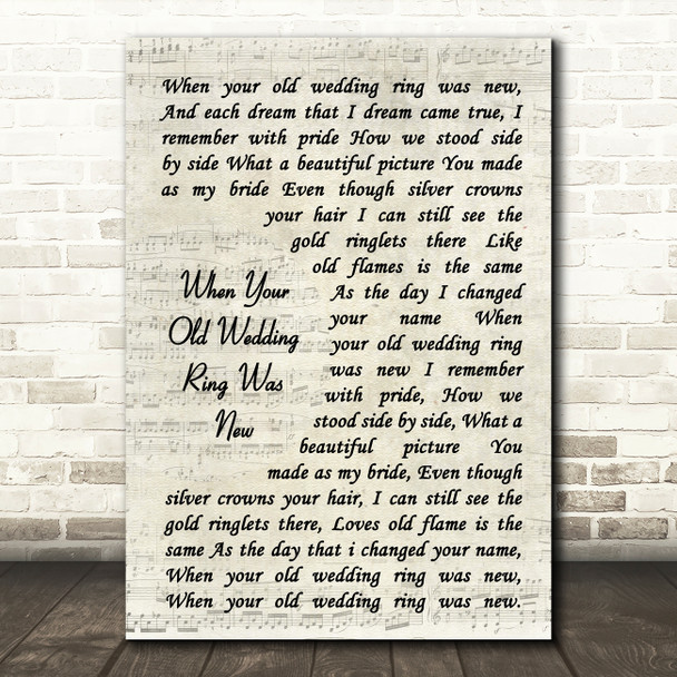 Jimmy Roselli When Your Old Wedding Ring Was New Vintage Script Song Lyric Art Print