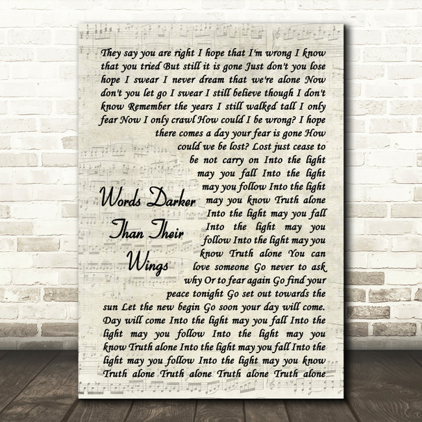 Alter Bridge Words Darker Than Their Wings Vintage Script Song Lyric Art Print