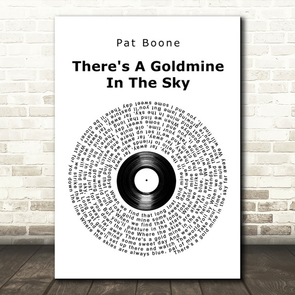 Pat Boone There's A Goldmine In The Sky Vinyl Record Song Lyric Art Print