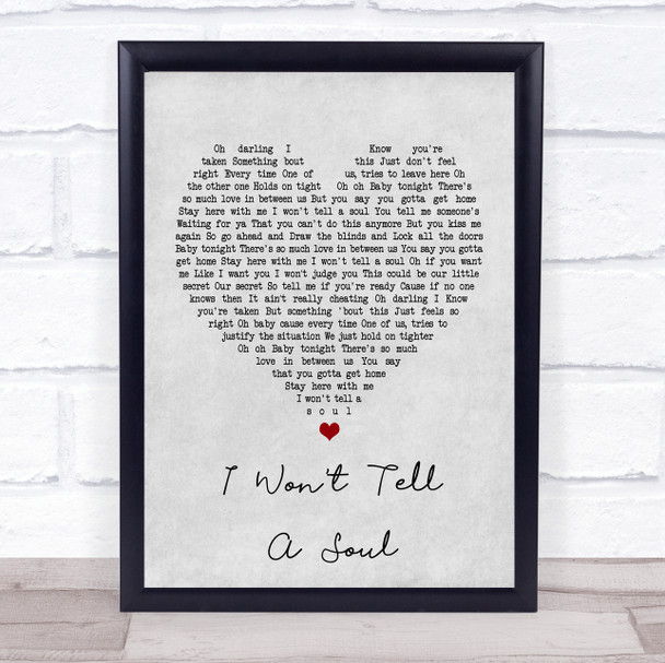 Charlie Puth I Won't Tell A Soul Grey Heart Song Lyric Quote Print