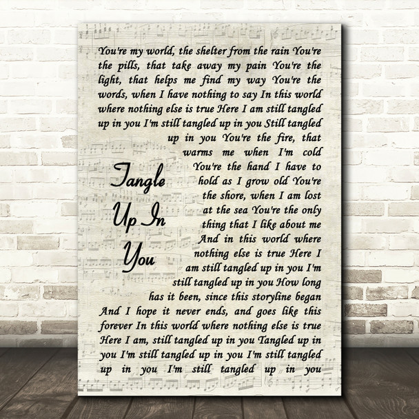 Aaron Lewis Tangled up in you Vintage Script Decorative Wall Art Gift Song Lyric Print