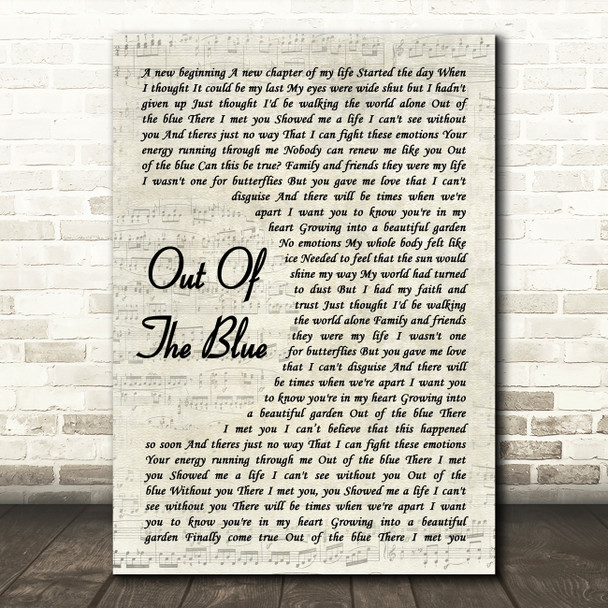 Delta Goodrem Out Of The Blue Vintage Script Decorative Wall Art Gift Song Lyric Print