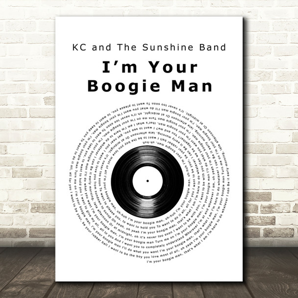 KC and The Sunshine Band Im Your Boogie Man Vinyl Record Decorative Wall Art Gift Song Lyric Print