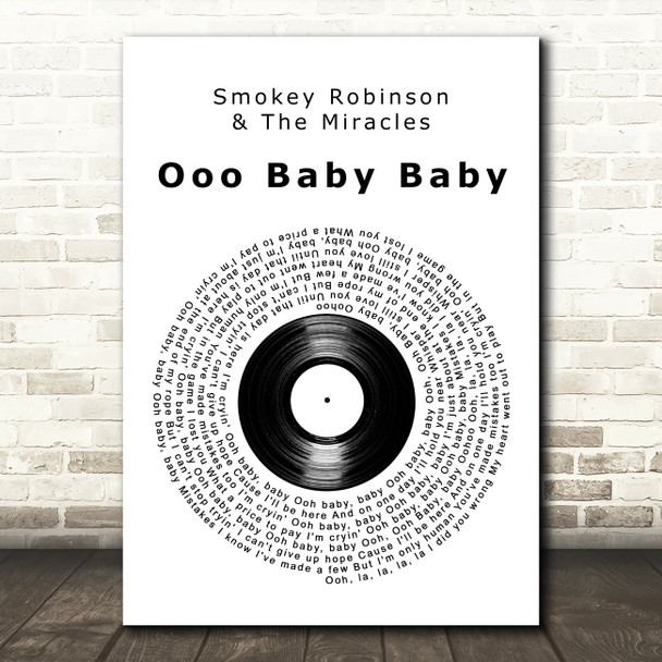 Smokey Robinson & The Miracles Ooo Baby Baby Vinyl Record Decorative Wall Art Gift Song Lyric Print