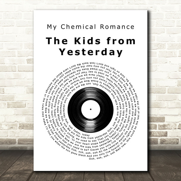 My Chemical Romance The Kids from Yesterday Vinyl Record Decorative Wall Art Gift Song Lyric Print