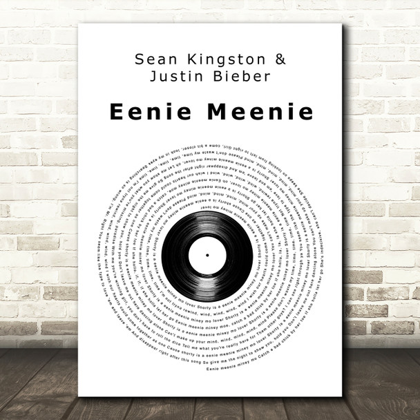 Sean Kingston & Justin Bieber Eenie Meenie Vinyl Record Decorative Wall Art Gift Song Lyric Print