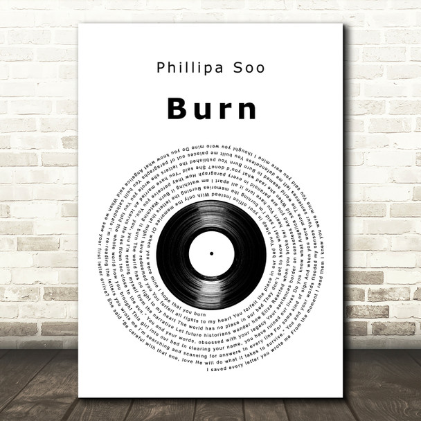 Phillipa Soo, Original Broadway Cast Of Hamilton Burn Vinyl Record Wall Art Gift Song Lyric Print