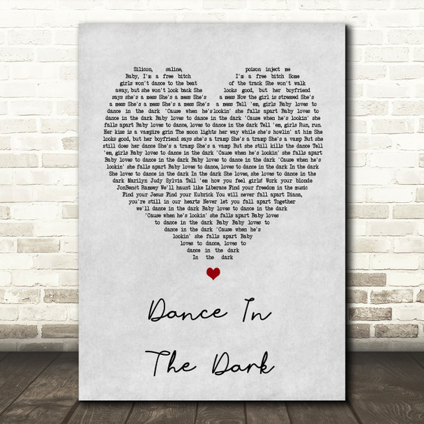 Lady Gaga Dance In The Dark Grey Heart Song Lyric Quote Print