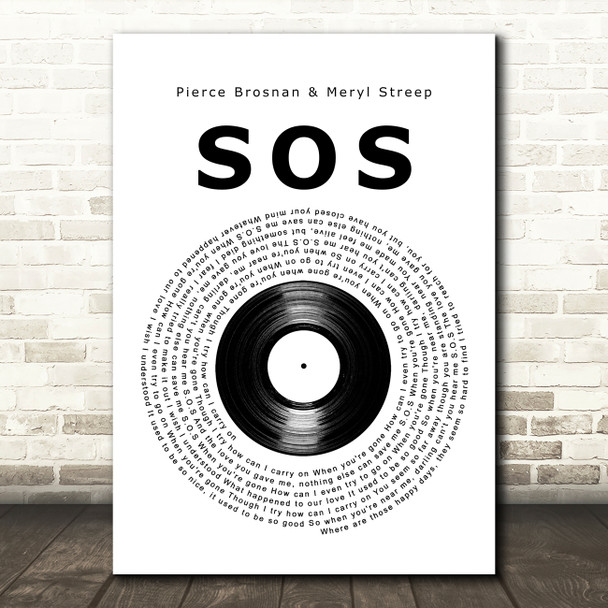 Pierce Brosnan & Meryl Streep SOS Vinyl Record Decorative Wall Art Gift Song Lyric Print