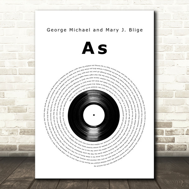 George Michael, Mary J. Blige As Vinyl Record Decorative Wall Art Gift Song Lyric Print