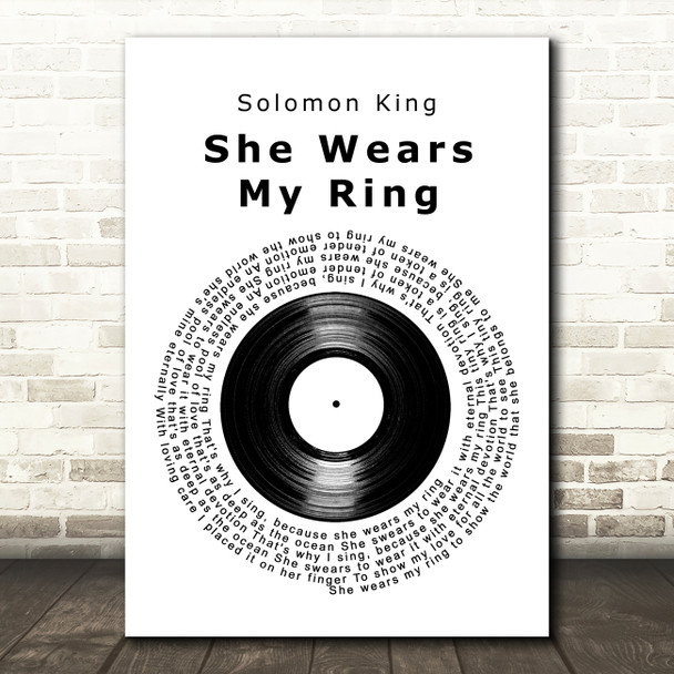 Solomon King She Wears My Ring Vinyl Record Decorative Wall Art Gift Song Lyric Print