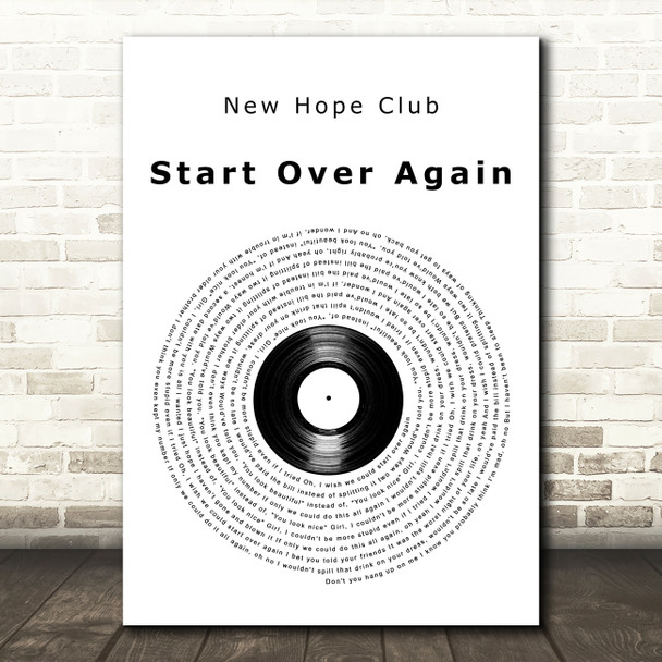 New Hope Club Start Over Again Vinyl Record Decorative Wall Art Gift Song Lyric Print