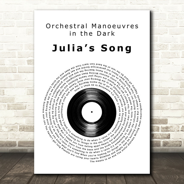 Orchestral Manoeuvres in the Dark Julias Song Vinyl Record Wall Art Song Lyric Print