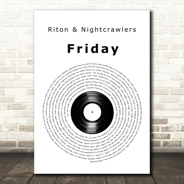 Riton & Nightcrawlers Friday Vinyl Record Decorative Wall Art Gift Song Lyric Print