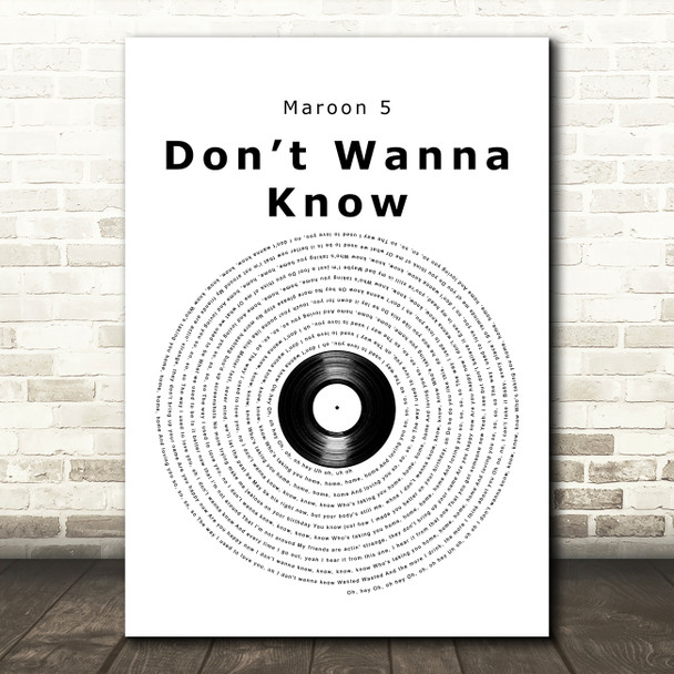 Maroon 5 Dont Wanna Know Vinyl Record Decorative Wall Art Gift Song Lyric Print