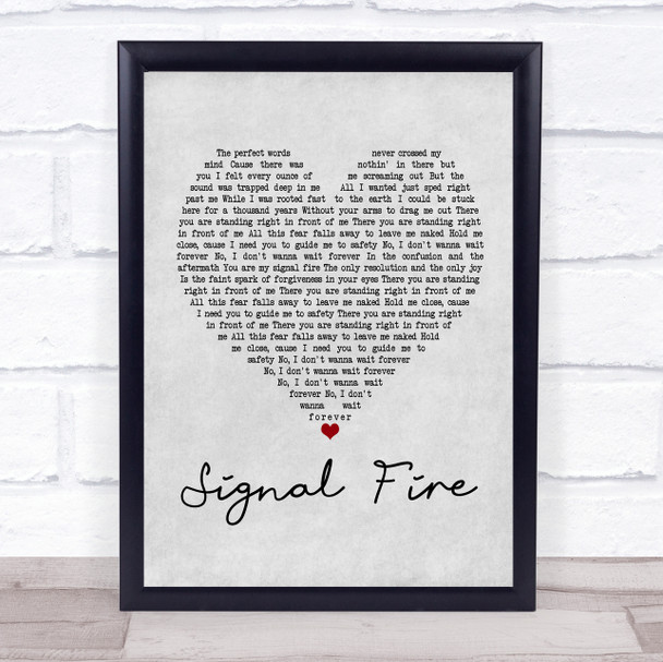 Snow Patrol Signal Fire Grey Heart Song Lyric Quote Print