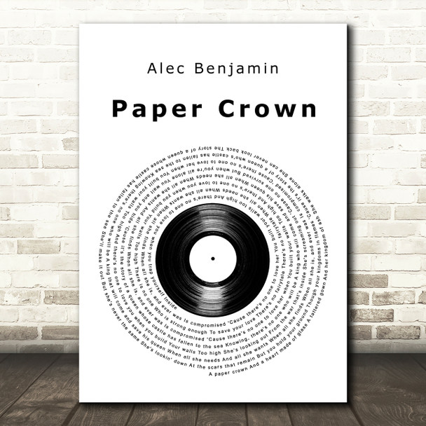Alec Benjamin Paper Crown Vinyl Record Decorative Wall Art Gift Song Lyric Print
