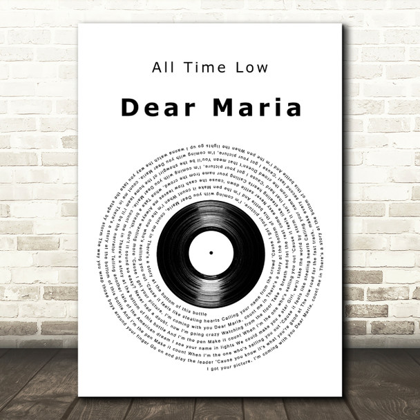 All Time Low Dear Maria Vinyl Record Decorative Wall Art Gift Song Lyric Print