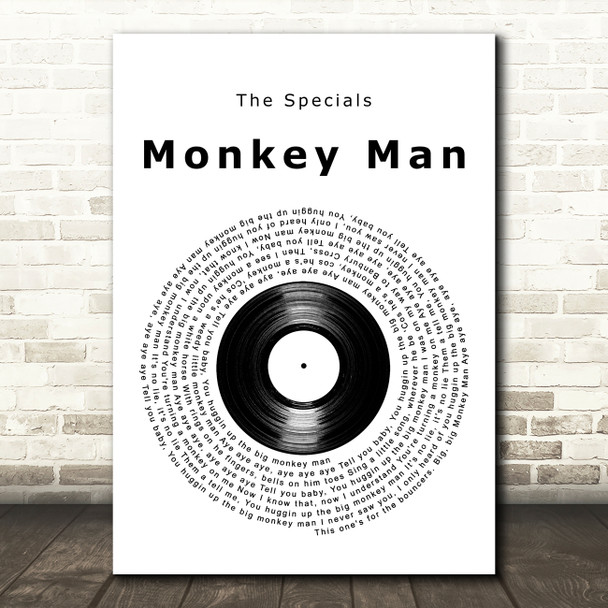 The Specials Monkey Man Vinyl Record Decorative Wall Art Gift Song Lyric Print