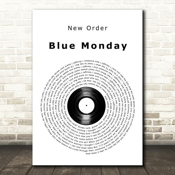 New Order Blue Monday Vinyl Record Decorative Wall Art Gift Song Lyric Print