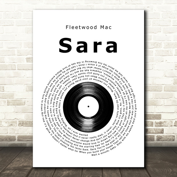 Fleetwood Mac Sara Vinyl Record Decorative Wall Art Gift Song Lyric Print