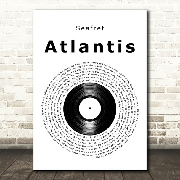 Seafret Atlantis Vinyl Record Decorative Wall Art Gift Song Lyric Print