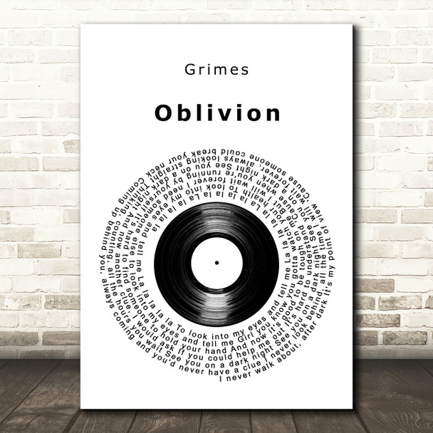 Grimes Oblivion Vinyl Record Decorative Wall Art Gift Song Lyric Print