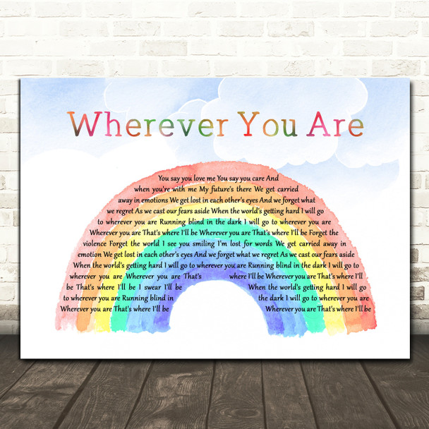 Kodaline Wherever You Are Watercolour Rainbow & Clouds Decorative Gift Song Lyric Print