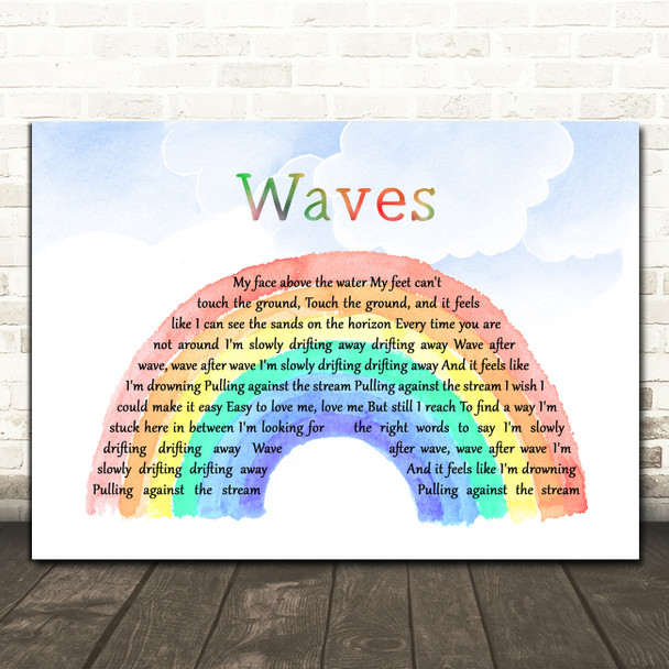 Mr. Probz Waves Watercolour Rainbow & Clouds Decorative Wall Art Gift Song Lyric Print