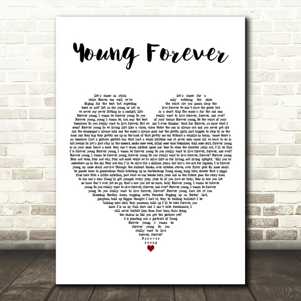 JAY-Z Featuring Mr. Hudson Young Forever White Heart Decorative Wall Art Gift Song Lyric Print