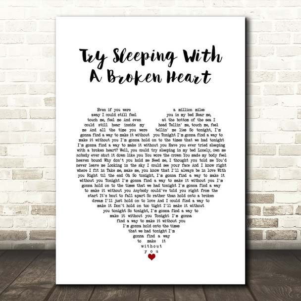 Alicia Keys Try Sleeping With A Broken Heart White Heart Decorative Gift Song Lyric Print