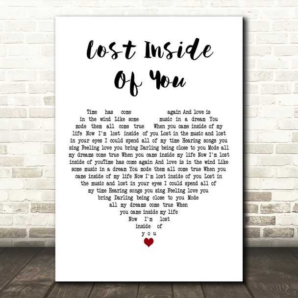 Barbra Streisand Lost Inside Of You White Heart Decorative Wall Art Gift Song Lyric Print