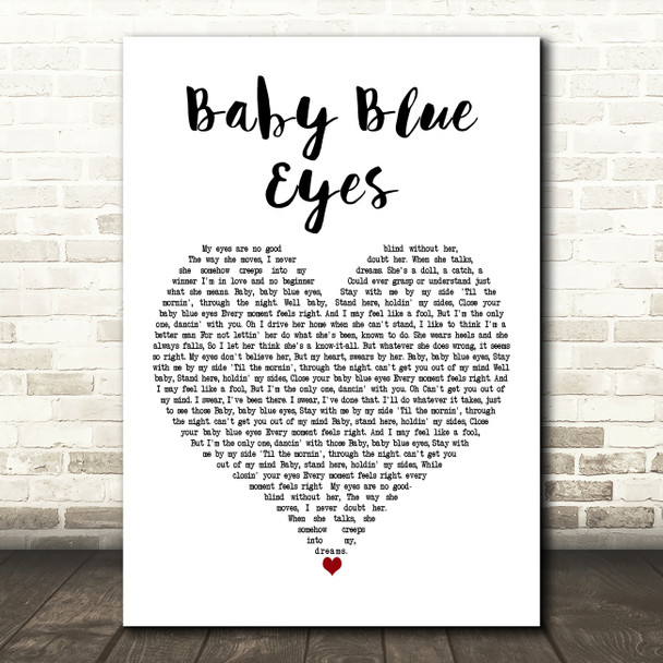 A Rocket To The Moon Baby Blue Eyes White Heart Decorative Wall Art Gift Song Lyric Print