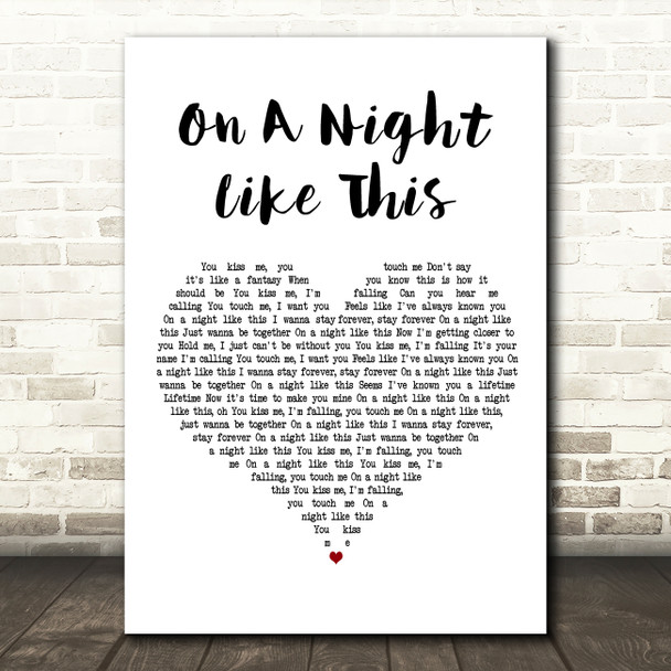 Kylie Minogue On A Night Like This White Heart Decorative Wall Art Gift Song Lyric Print